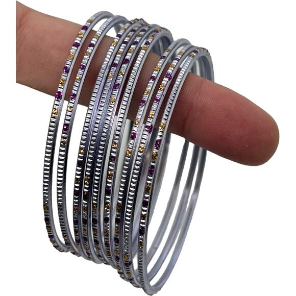 Stunning Multi-Tone Bangle Bracelet Set - Picture 3 of 4